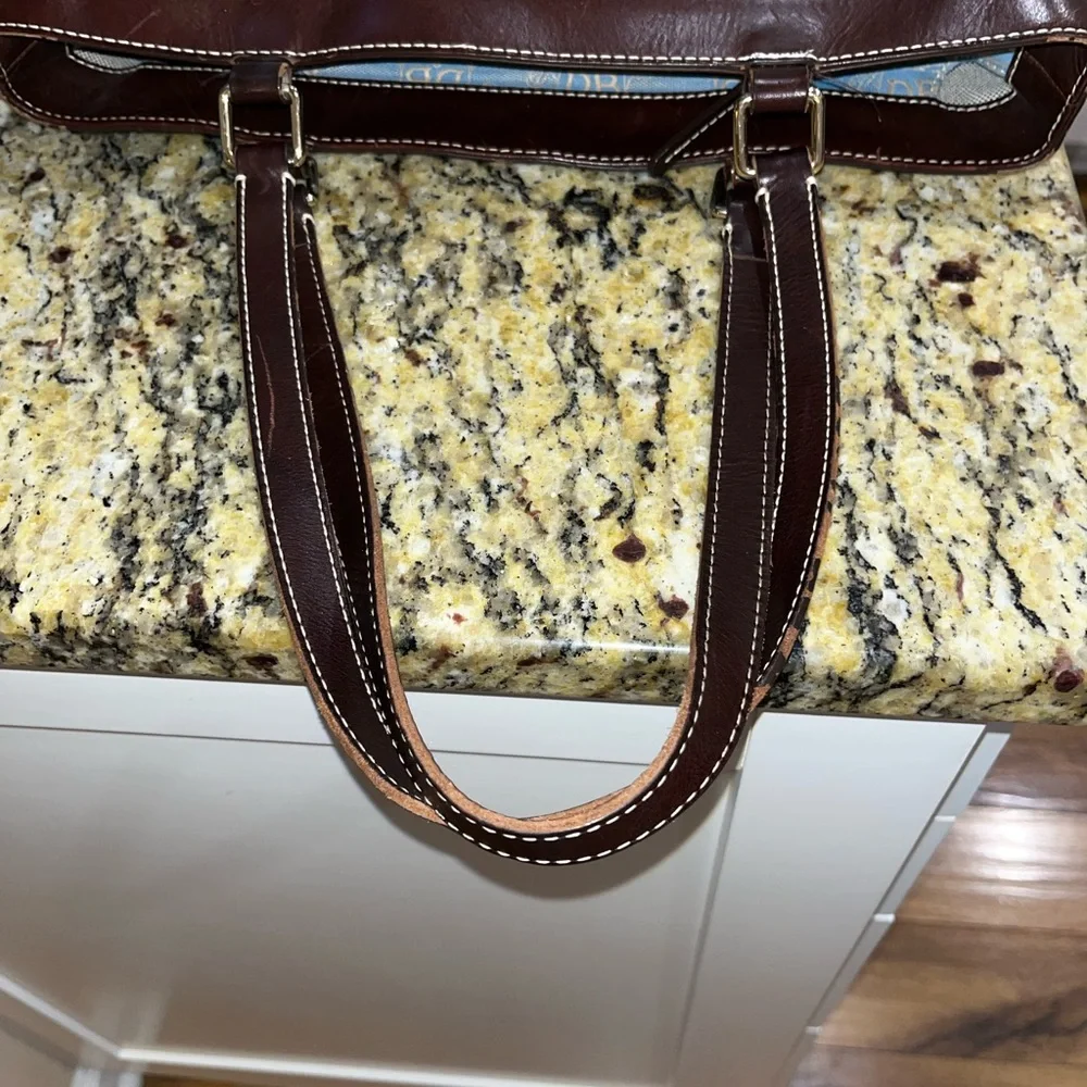 Dooney & Bourke Blue and Brown Tote Bag - Picture 3 of 7